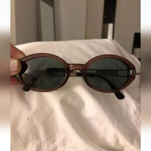 Vintage Lanvin Oval Sunglasses France Womens- Burgundy